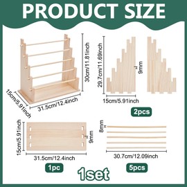 FINGERINSPIRE 5 Tier Wood Jewelry Scrunchie Display Stand 31.5x15x30cm PapayaWhip Color Wooden Scrunchie Holder Detachable Bracelet Storage Stand for Bracelets Bangles Watch Scrunchies Organizer