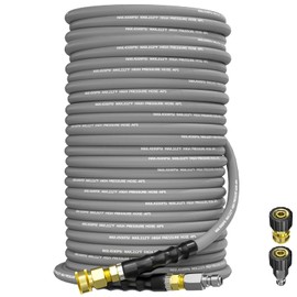 KARHDIR Pressure Washer Hose 150FT 3/8" for Cold and Hot Water 248°F, with Swivel Quick Connect, 4500PSI Kink Resistant Grade Steel Wire Braided, Power Washer Hose With 2pcs M22-14mm Adapter