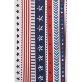 Patriotic Stars, Stripes and Dots Pattern Vinyl Flannel Back Tablecloth (52" x 70" Oblong)