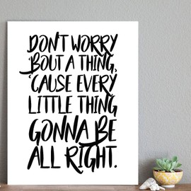 Don't worry bout a thing, 18x24 Inch Print, Motivational Print, Don't worry Bob Marley, Typography Art, Bob Marley Lyrics, Three Little Birds Lyrics, Bob Marley Song, Don't worry, Positive Quotes