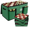 Christmas Ornament Storage Box with Dividers, Holds 128 Balls, Green