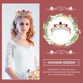 Red Crystal Crown,Baroque Crown Bridal Wedding Rhinestone Tiara Hair Accessories for Women Girls