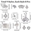 SUNNYCLUE 72Pcs 9 Styles Small Poker Card Charms Silver Ace