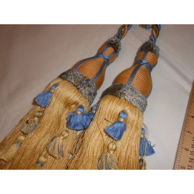 Lee Jofa Carousel 11.5" Double Tassel Tieback Yellow Blue for