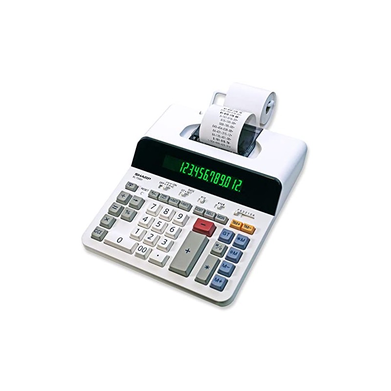 Sharp 12-Digit Printing Calculator with Extra Large 10-Digit Option, 8.0
