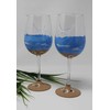 Hand Painted Wine Glasses - Beach and Sand (Set of