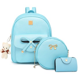 MACCINELO Cute PU leather 3pcs set backpack mini purse shoulder bag for women girls Rucksack for Ladies Shoulder Bag over 5 years old