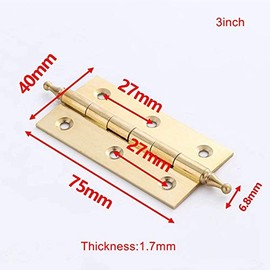 4Pack Brushed Brass Cabinet Cupboard Door Decorative Butt Hinges Furniture Hardware Lot 3inch (4,3")