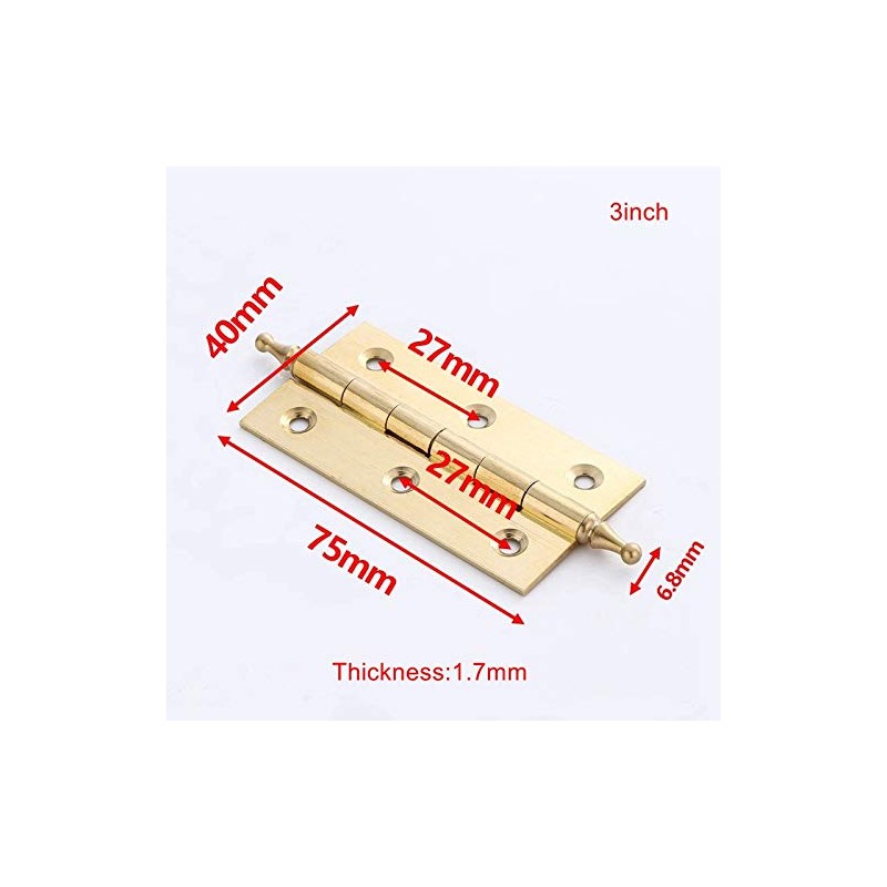 4Pack Brushed Brass Cabinet Cupboard Door Decorative Butt Hinges Furniture