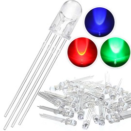 EBOOT 100 Pcs Clear LED Light Emitting Diodes Bulb LED Lamp, 5 mm (RGB Multicolor Common Anode)