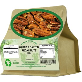 Natural Health 4 Life Snack Nut Baked and Salted Pecan Nuts 250 g in Recyclable Pouch (1 Pouch)