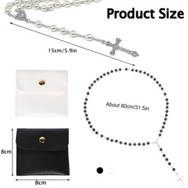 YUBBYSTU Rosenkranz-Perlen für Frauen, katholischer Rosenkranz, Halskette mit Kunstperlen, schlichter Stil, spirituelles Geschenk für Gebet und Meditation, 2 Stück