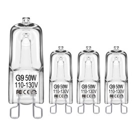 Flaspar G9 50W Halogen Light Bulbs, T4 JCD Type 2800K Warm White, 120V G9 Bi-Pin Base for Reptile Heat Bulb, Under Cabinet Halogen Bulb for Range Hood Lights, Microwave Ovens, Dimmable, 4 Pack