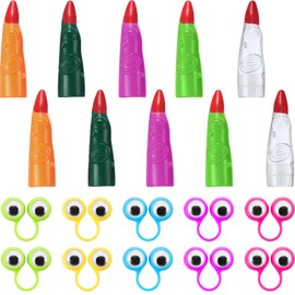 Gejoy 20 Pcs Witch Finger for Kids Reading Eye Finger Puppets Witches Cosplay Accessories Eyes Fake Vampire Nails for Party Cosplay