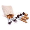 Makeup Brush Set with Linen Pouch / Base Makeup Linen Pouch + 11-Piece Wood Makeup Brush Set 2ea