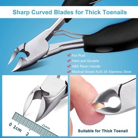 Orelex Professional Toenail Clippers Set, Sharp Nail Clippers for Thick Strong Toenails, Stainless Steel Pedicure Nail Clippers, Sharp Large Blade, Soft Handle, Set of 4 Toenails Nail Scissors for Men and Women