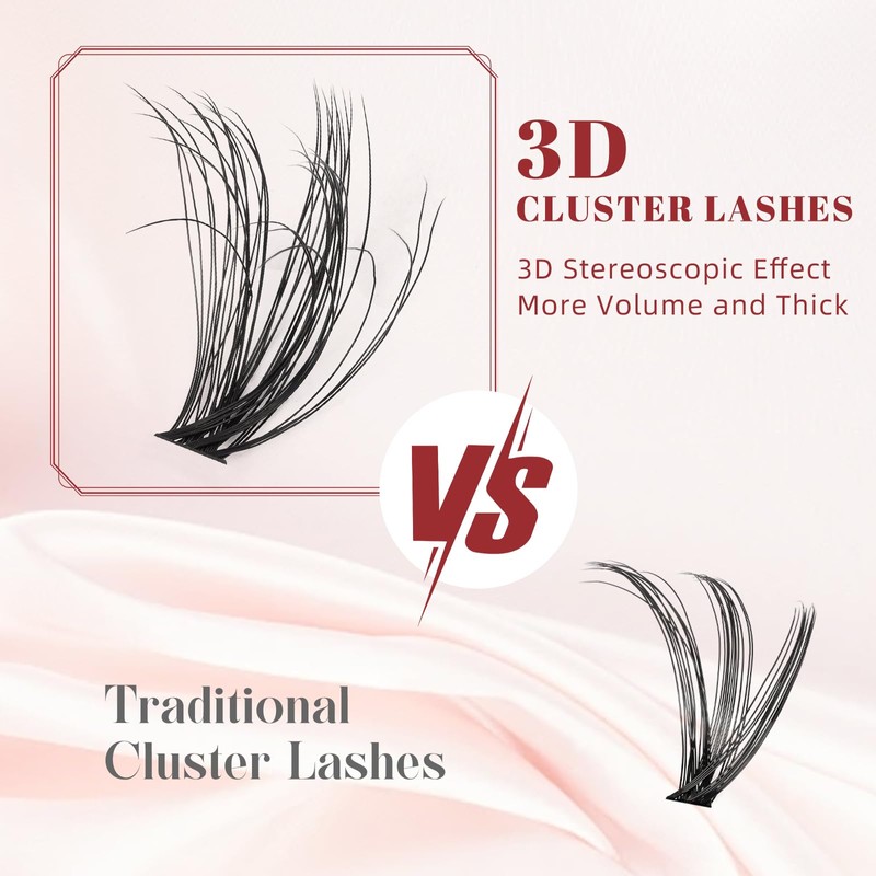 Higu clace Cluster Lashes Kit D Cul, 3D Individual Eyelashes