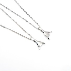 Tebliomro Stocking Stuffers Matching Couple 2 Pcs Set Pinky Promise Necklace for Him Her Best Friends Matching Necklaces Jewelry Gift Birthday Christmas Silver