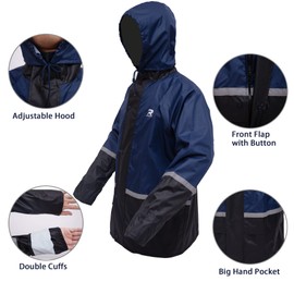 RainRider Rain Suits for Men Women Waterproof Hi-Vis Rain Gear Durable Oxford Rain Jacket Coat with Pants(Navy,XXL)