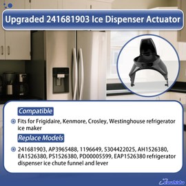 Upgraded 241681903 Ice Dispenser Actuator, Compatible with Frigidaire Kenmore Crosley Refrigerator Ice Maker, Dispenser Ice Chute Funnel and Lever, Replace AP3965488 5304422025 PS1526380 PD00005599