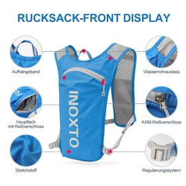 INOXTO Water Bag Weste Rucksack mit 1.5L Wasserbeutel,Wasserbeutel Rucksack geeignet für Outdoor Wanderkreuz Country Marathon Radsportwettbewerb Mountain Camping Männer und Frauen (Saphir, Standard)