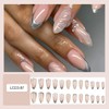 24Pcs Silver French Tip Press on Nails Medium Almond Fake