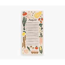 Rifle Paper Co. Corner Store Market Pad, 8.5" L x 4.25" W, 65 Tear-Off Pages, Features an Attachable Magnet, Warm White Paper Text, Unique Hand-Painted Design