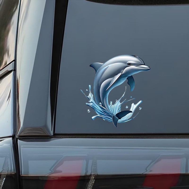 2 PCS Decorative Dolphin Splash Design Vinyl Decal Sticker for