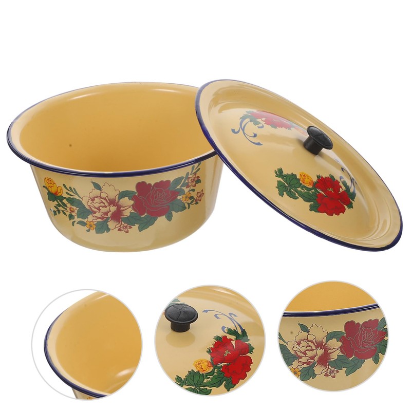 Zerodeko Retro Enamel Bowl Vintage Kitchen Basin Household Enamelware with