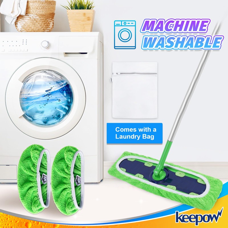 KEEPOW Reusable Mop Refill Pads Replacement Compatible with Swiffer Heavy