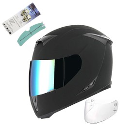 1STorm Motorcycle Full Face Helmet Skull King Matt Black + One Extra Clear Shield, Size Large (57-58 CM,22.4/22.8 Inch)
