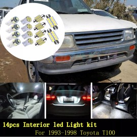 QUAYUB 14x Super Bright White Car Interior LED Light Bulb Kit for 1993-1998 Toyota T100