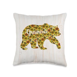Sunflower Grammie Bear Designs Sunflower Grammie Bear Gift Rustic Farmhouse Grandmother Throw Pillow, 16x16, Multicolor