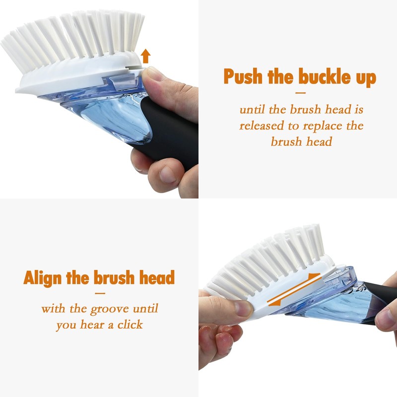 Soap Dispensing Replacement Dish Brush Storage Set with 2 PCS