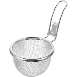 304 Stainless Steel Food Strainer with Handle, Hot Pot Strainer, Sink Strainer, Skimmer, Kitchen Strainer, Food Strainer (Flat Base 10 cm)