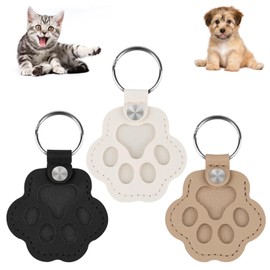 usemy 3Pcs Pet Hair Storage Keychain,Dog Fur Storage Keychain, Cute Leather Paw Keychains,Pet Hair Keepsake Keyring for Bag Purse Paw Charm Key Holder (Black+Grey+White)