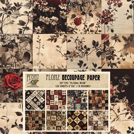 Decoupage Paper Pack (24 Sheets 6"x6") Floral Noir: Moody Botanical Panels in Dark Tones for Dramatic and Artistic Craft Creations # Vintage Styled Paper for Craft and Scrapbooking