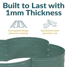 Sunnydaze Galvanized Raised Garden Bed - Metal Raised Bed for Gardening - Outdoor Planter Box for Flowers, Plants, and Vegetables - Green - 12” H Clover