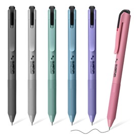 BAYTORY 6 Pcs Retractable Gel Pens, 0.5mm Black Ink Pen Fine Point Smooth Writing Pens, Aesthetic Fast Dry Pens bulk for Writing Drawing Journaling Note Taking (Molandi)