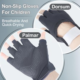 CubePlug Boys Girls Non-Slip Cycling Gloves Half Finger - Padded Grips Palm for Unisex Children, Ideal for Summer Riding, MTB, Bike, Sports, Hiking, Climbing, and Gym (Black, M)