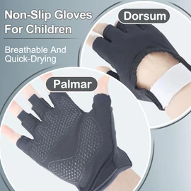 CubePlug Boys Girls Non-Slip Cycling Gloves Half Finger - Padded Grips Palm for Unisex Children, Ideal for Summer Riding, MTB, Bike, Sports, Hiking, Climbing, and Gym (Black, M)