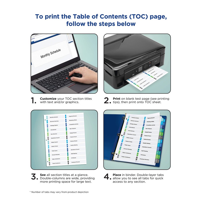 Avery Double-Column Ready Index Dividers, 16-Tab, 1 Set (11320),Multi Color