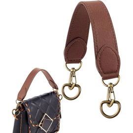 WADORN Short Leather Handbag Handle, 12.6 Inch PU Leather Purse Strap Wide Shoulder Bag Strap Replacement Briefcase Top Handle with Swivel Clasp DIY Purse Making Supplies, Dark Brown