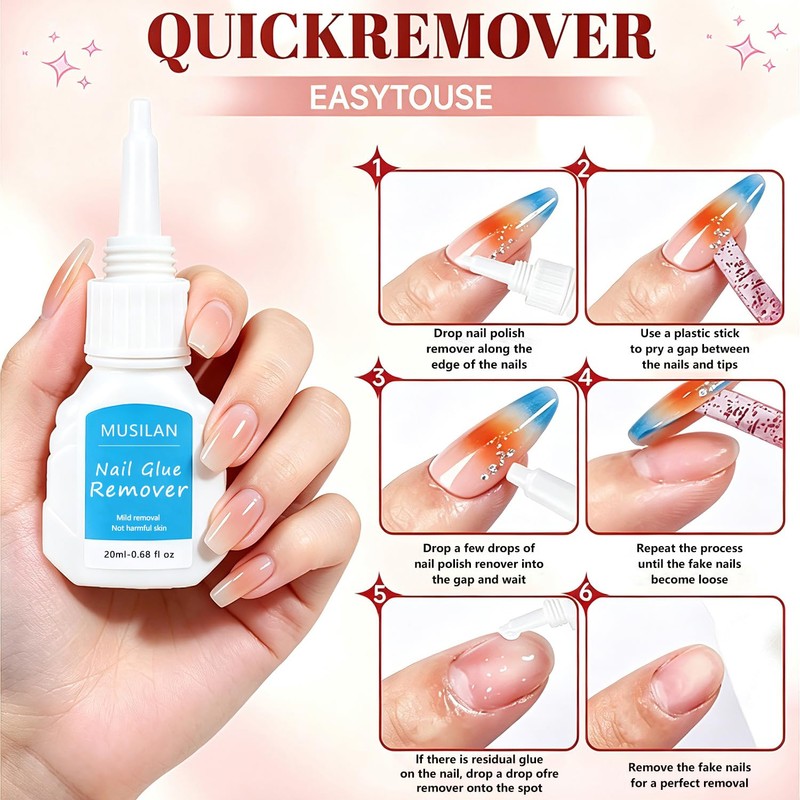 Nail Glue and Glue Remover Kit for Press On Acrylic