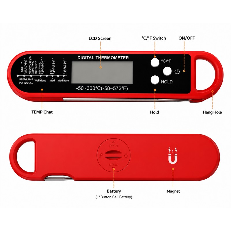 Professional Digital Meat Thermometer Instant Read – Waterproof Food Thermometer