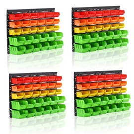 MULSAME Wall Mounted Storage Bins Parts Rack 4 Colors Bin Organizer Garage Plastic Shop Tool, Garage Organizers and Storage (Style-Vivid) 50.4"*32.4"