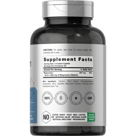 Horbäach Magnesium Malate 1800mg | 250 Coated Caplets | Vegetarian, Non-GMO, Gluten Free Supplement