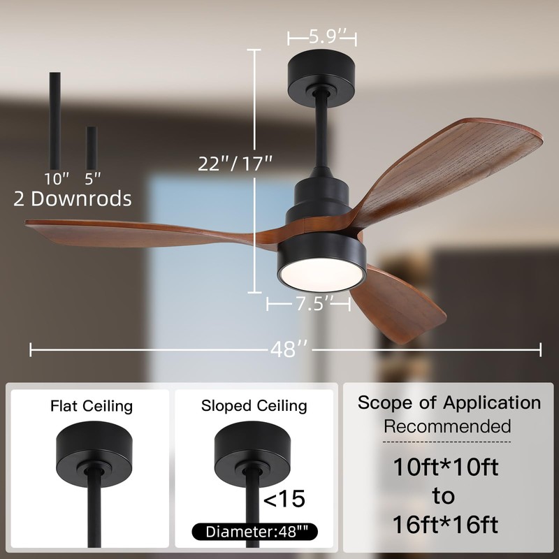 CACI Mall 48 inch Ceiling Fans with Lights, Smart Indoor/Outdoor