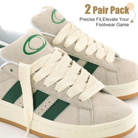 Stepace 2 Pairs 15mm Wide Shoe Laces for Trainers, Flat Shoelace for Skate shoes, Sport Shoes Cream100