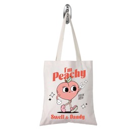 TSOTMO Peach Mascot Gift Peach Lover Gift I’m Peachy Swell And Dandy Fruits Lover Summer Fruits Shopping Bag (Swell tote)